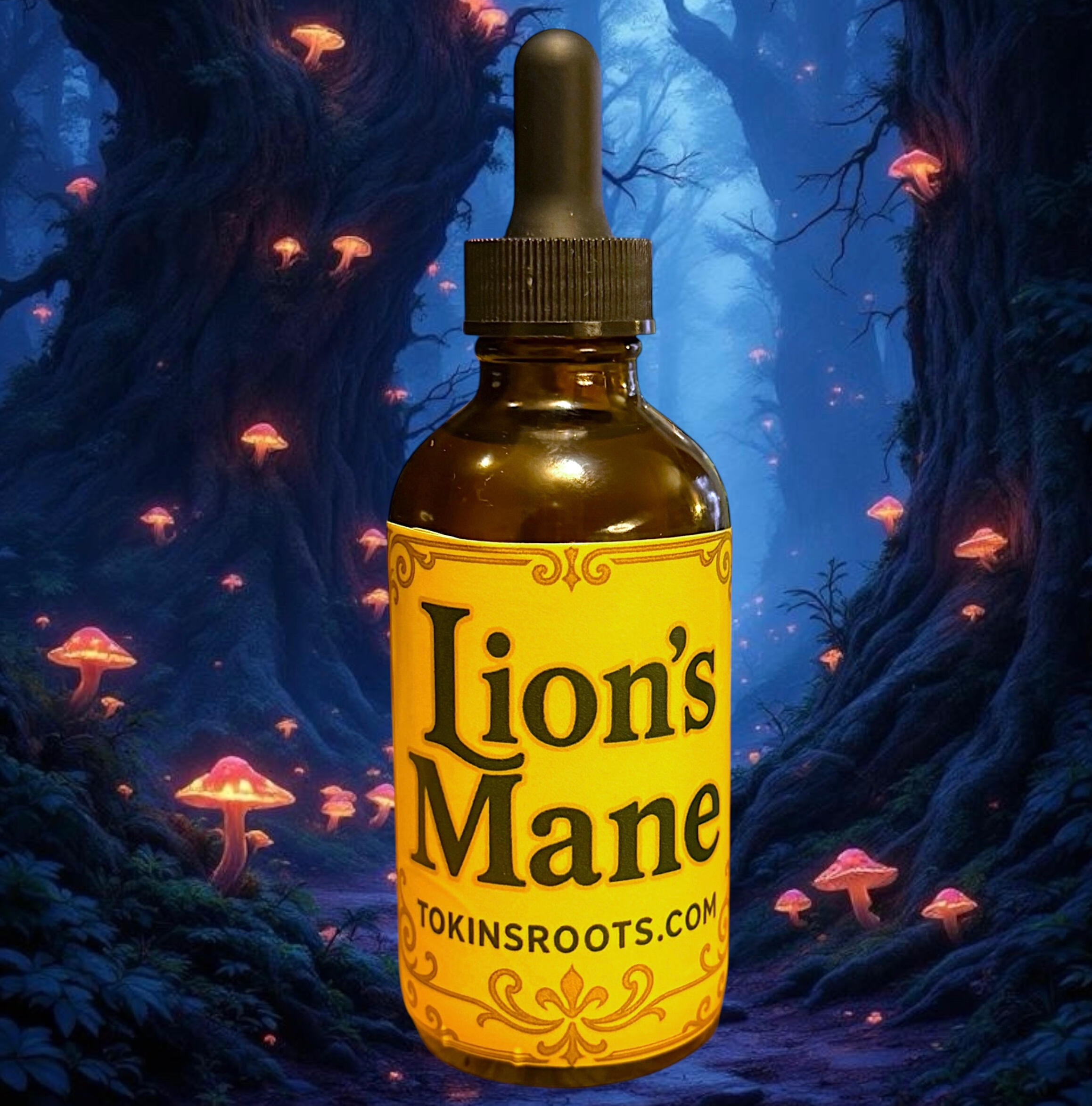 TokinsRoots Herbal Remedies – Dit's Amazing, Mullein, Lion's Mane Tokin's Soothing Cough & Cold Photo of three TokinsRoots herbal wellness products: Dit's Amazing Botanical Rub, Mullein Extract, and Lion's Mane Tincture displayed on a table.